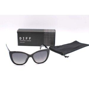 DIFF Eyewear Ruby Polarized Sunglasses Black Cat Eye Gradient Lenses w/ Box